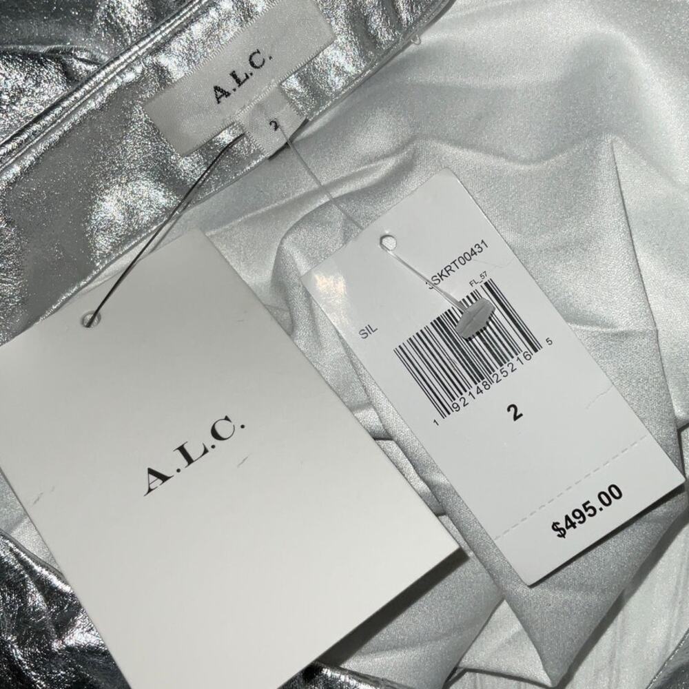 A.L.C. Pleated Silver Tori Skirt Size 2 NWT - Picture 4 of 5